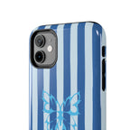 Blue Striped Butterfly Tough Phone Case