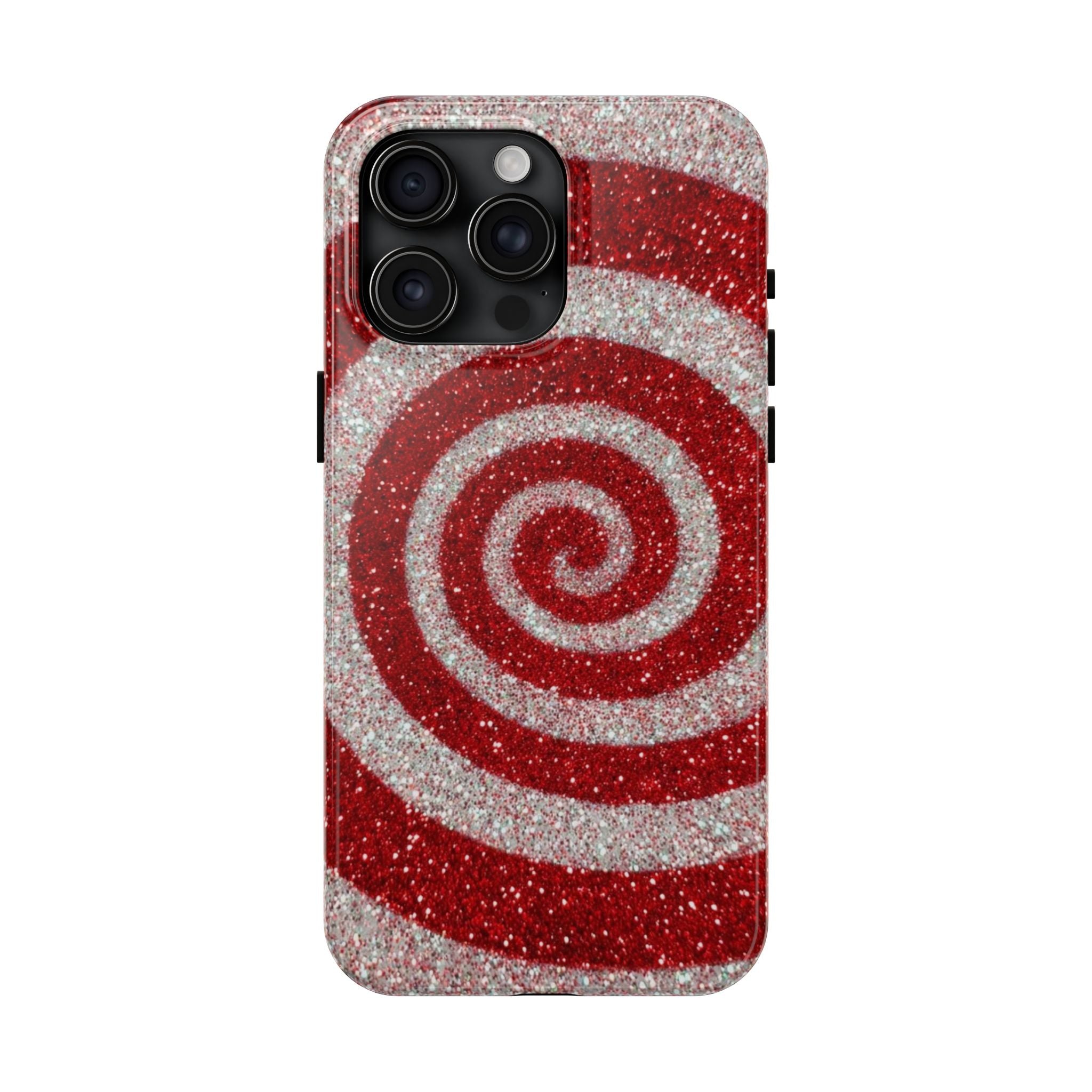 I’m Yours Red & White Swirl Glitter Tough Phone Case