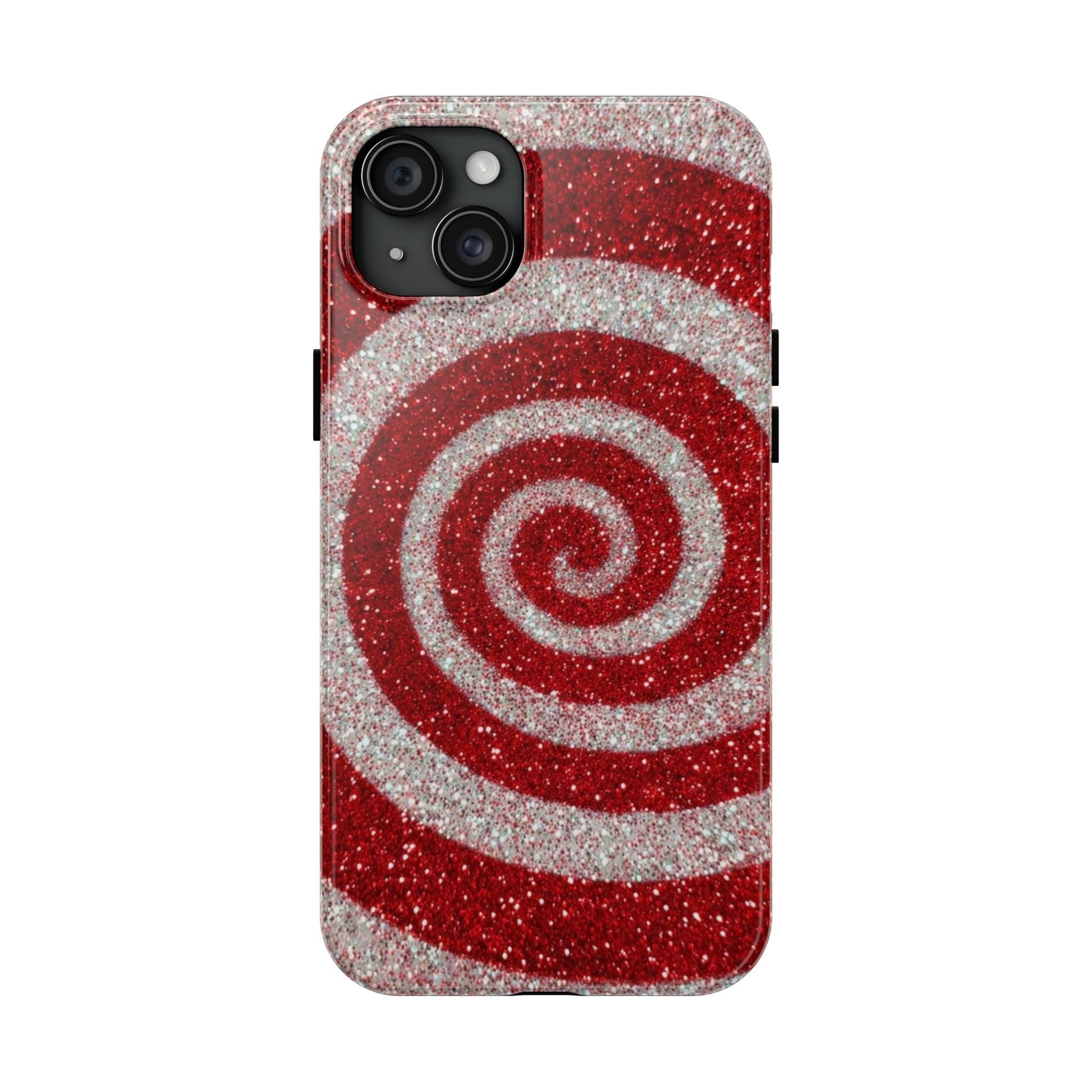 I’m Yours Red & White Swirl Glitter Tough Phone Case