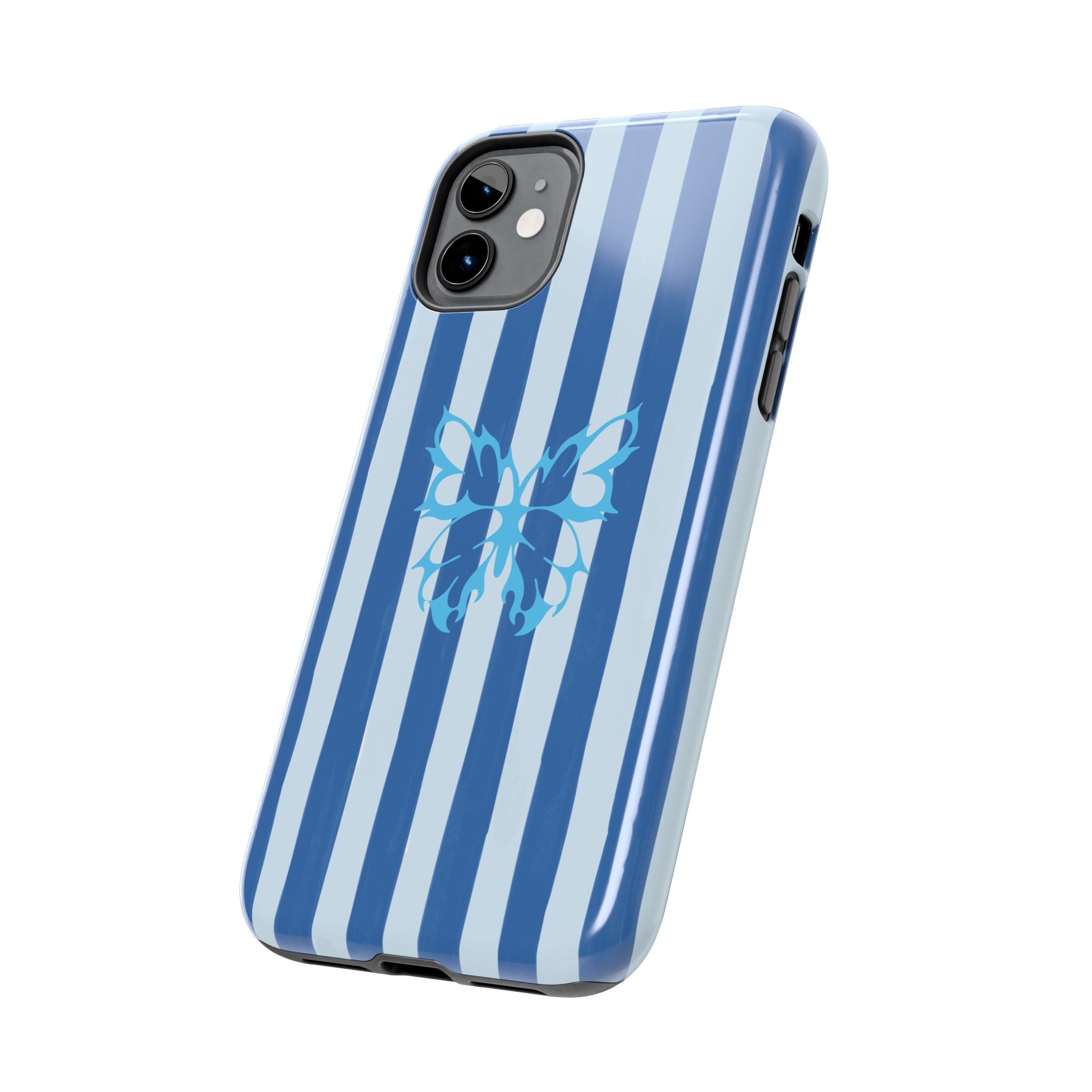 Blue Striped Butterfly Tough Phone Case