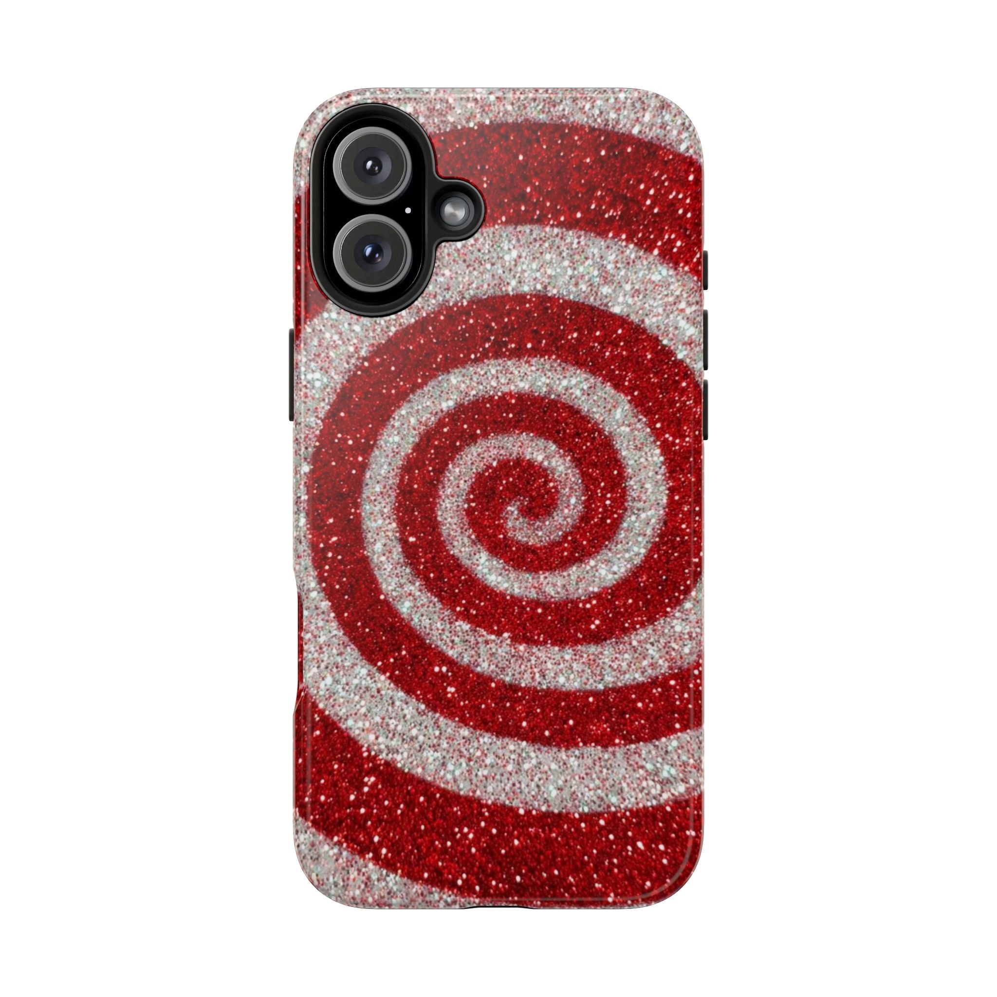 I’m Yours Red & White Swirl Glitter Tough Phone Case