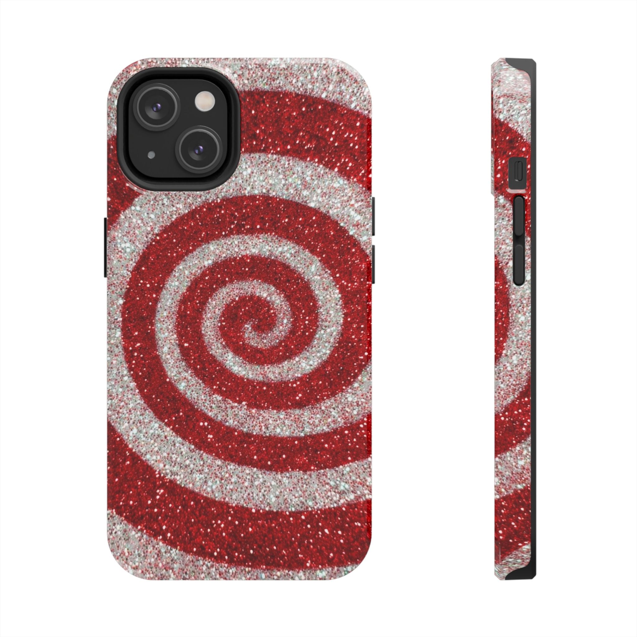 I’m Yours Red & White Swirl Glitter Tough Phone Case