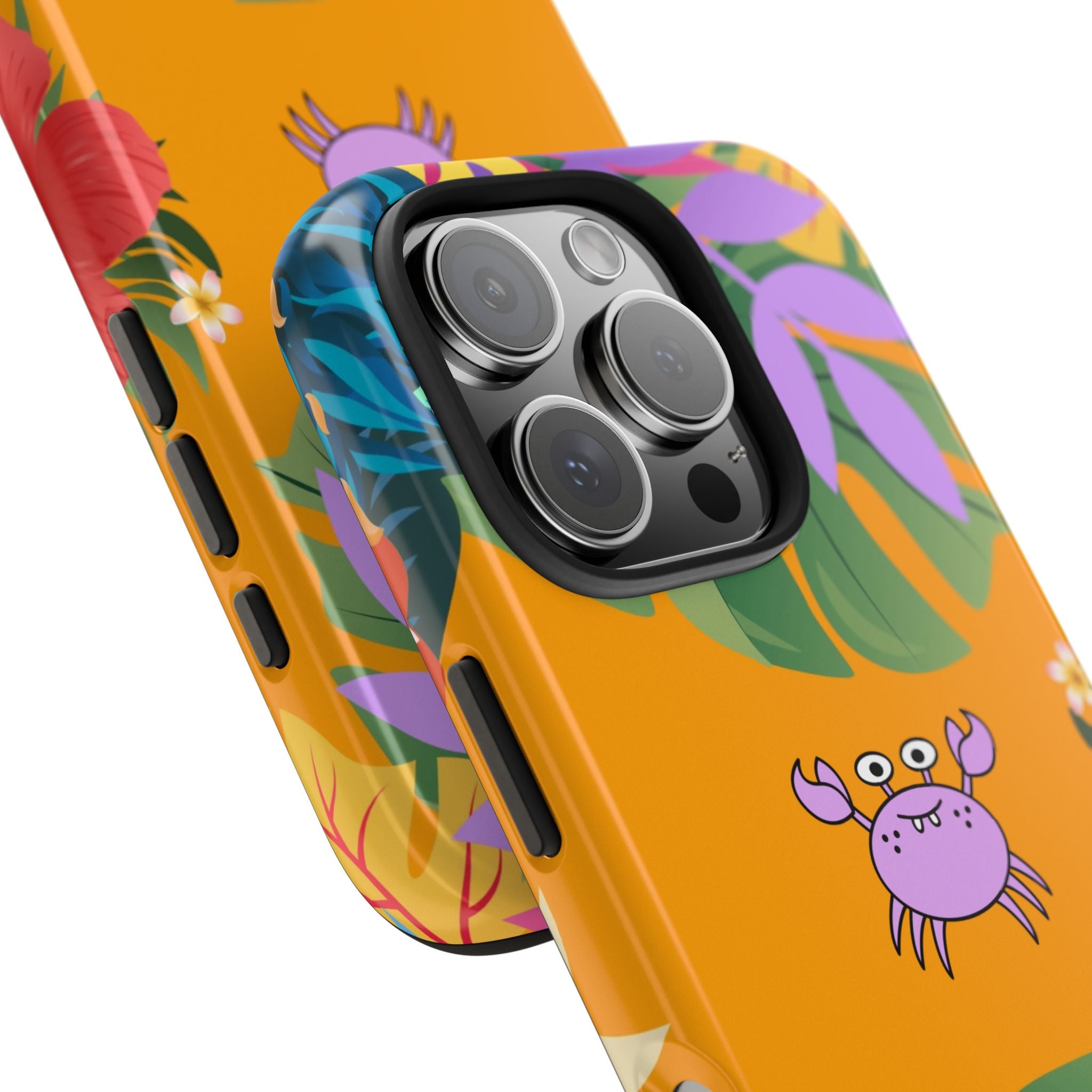 Tropical Floral Crab Tough Phone Case