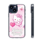 Clear Phone Case — Pink 'Believe in Yourself' Cute Kitty Design