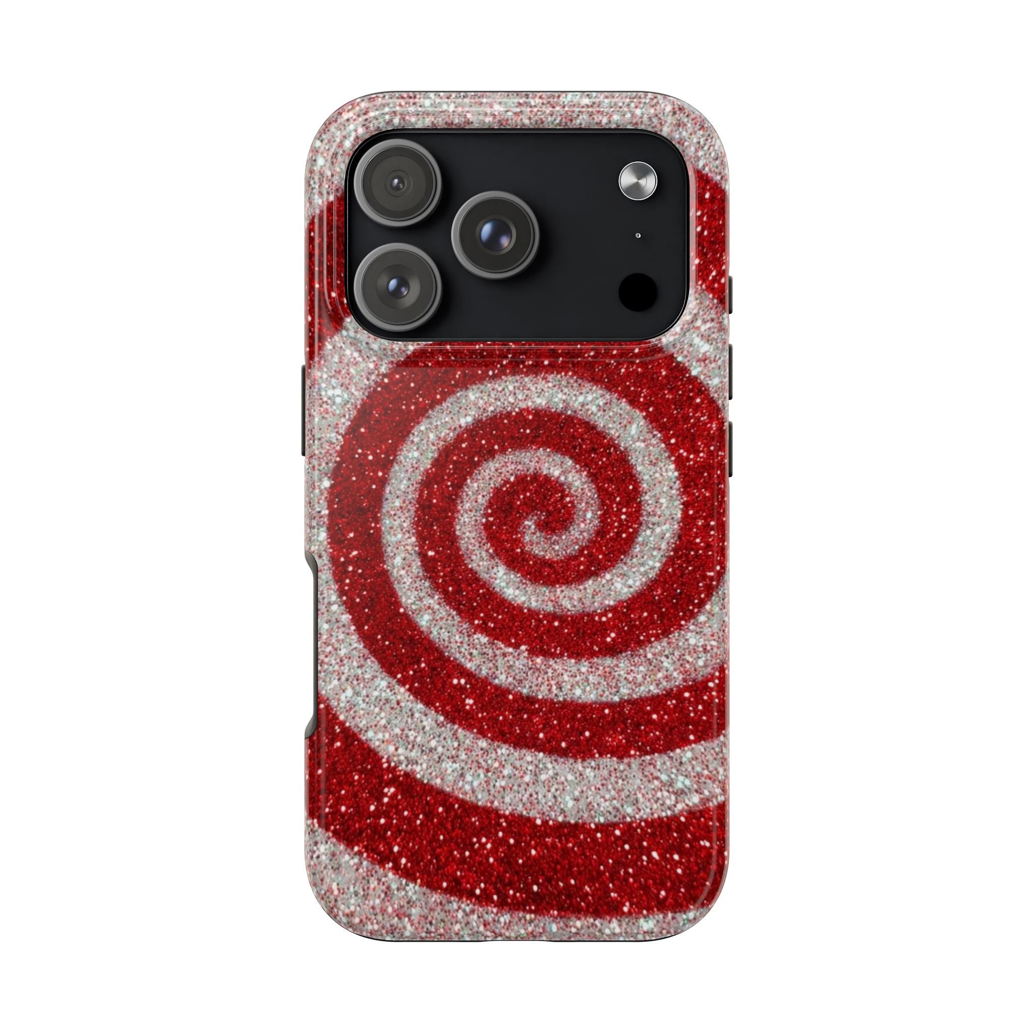 I’m Yours Red & White Swirl Glitter Tough Phone Case