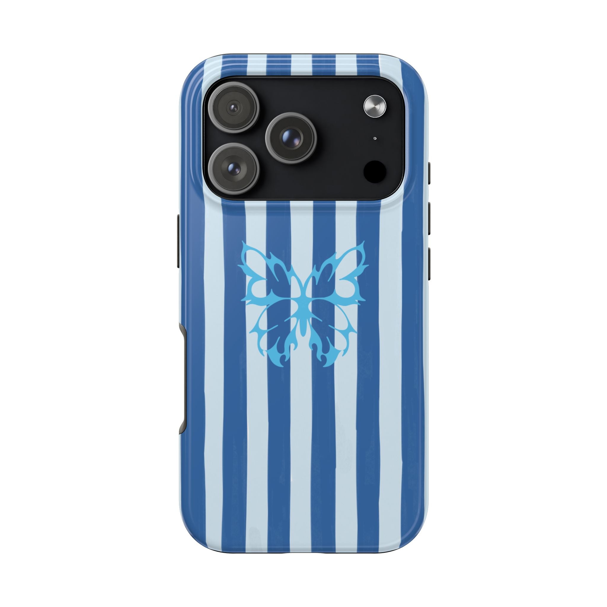 Blue Striped Butterfly Tough Phone Case