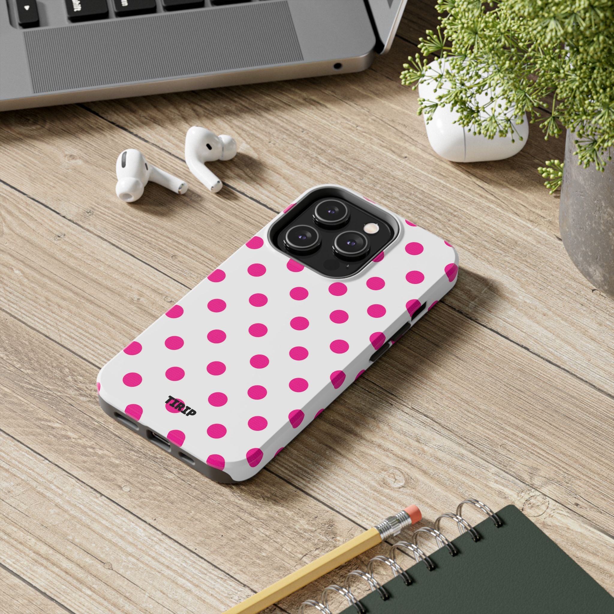 Pink & White Polka Dot Tough Phone Case