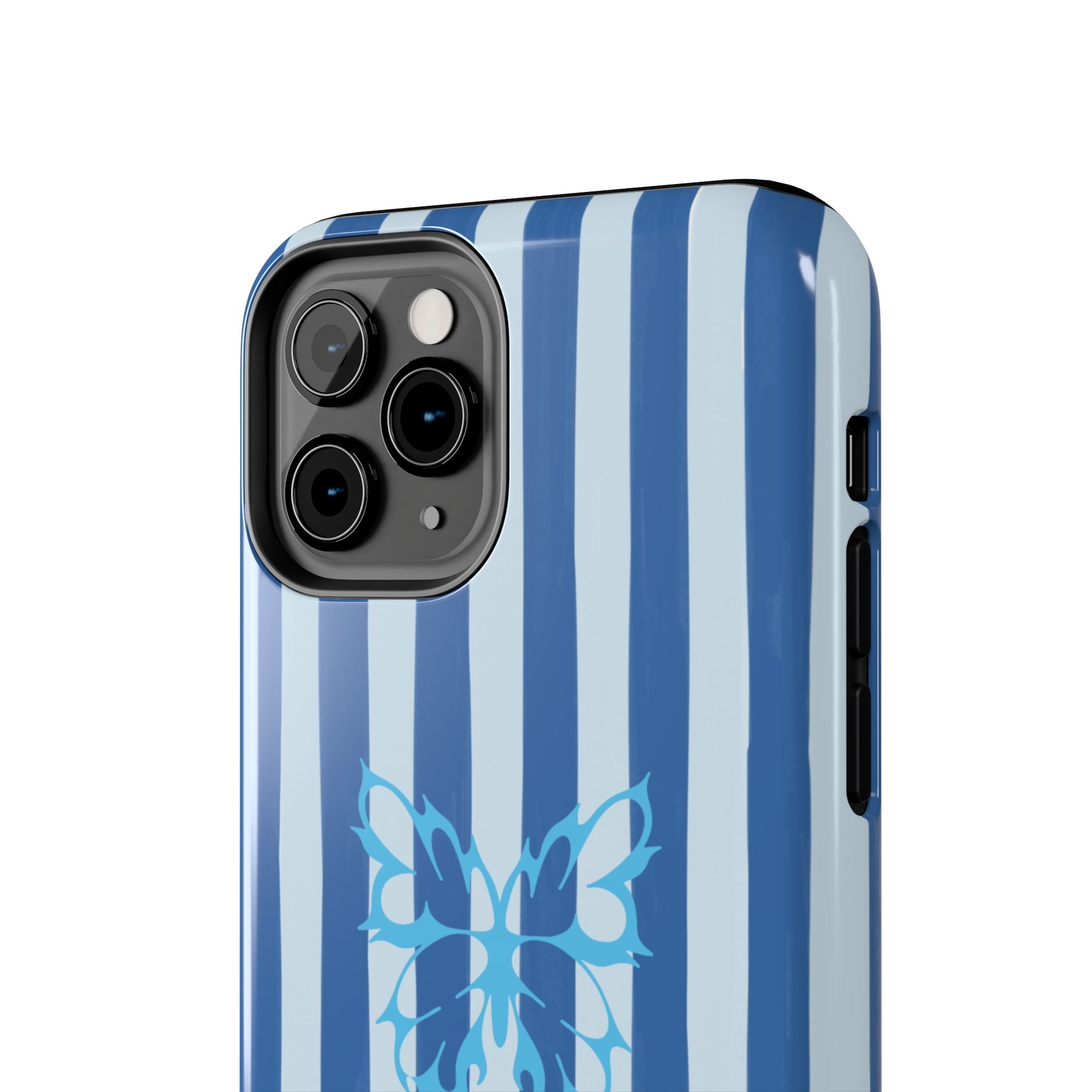 Blue Striped Butterfly Tough Phone Case
