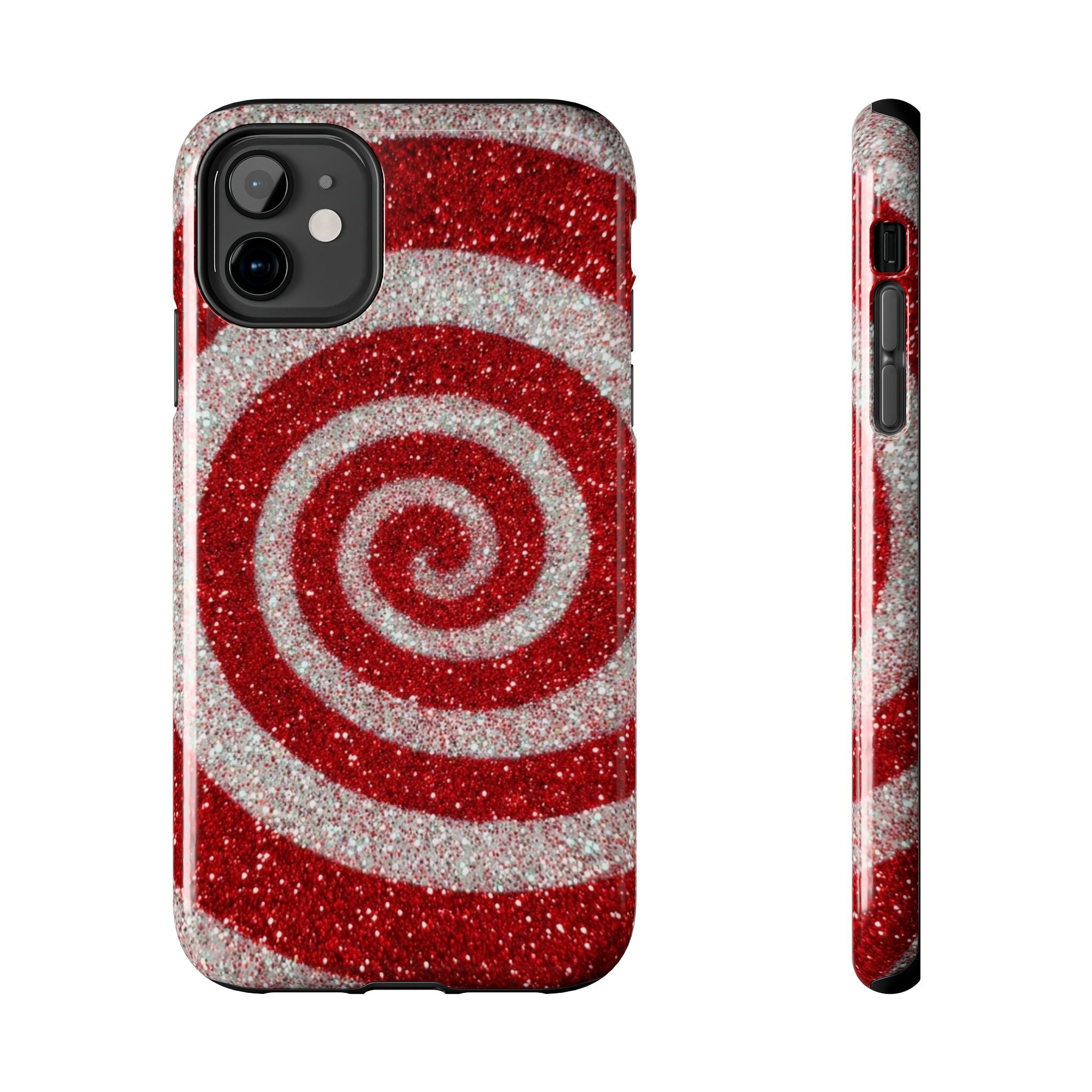 I’m Yours Red & White Swirl Glitter Tough Phone Case