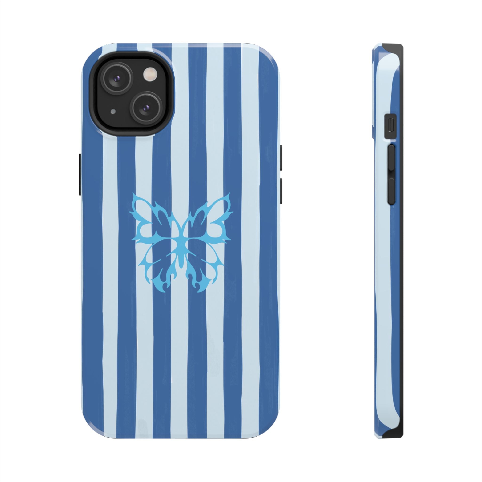Blue Striped Butterfly Tough Phone Case