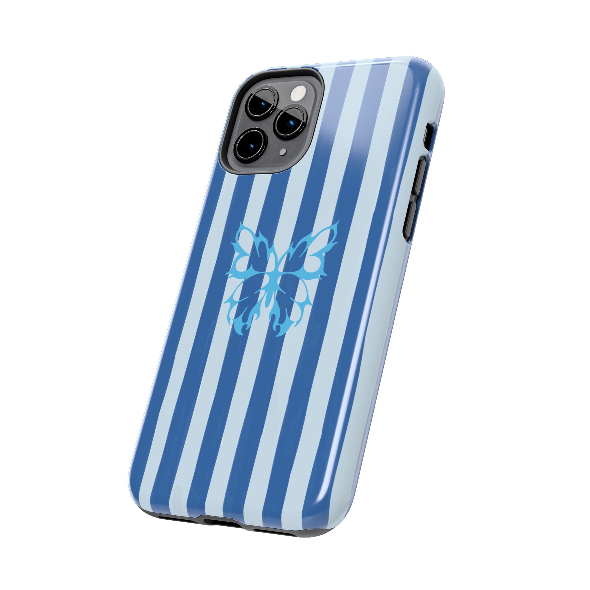 Blue Striped Butterfly Tough Phone Case