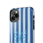 Blue Striped Butterfly Tough Phone Case