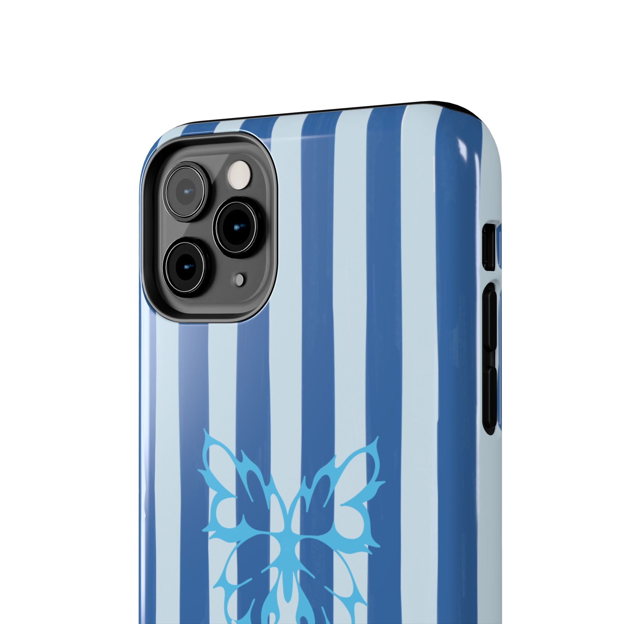 Blue Striped Butterfly Tough Phone Case