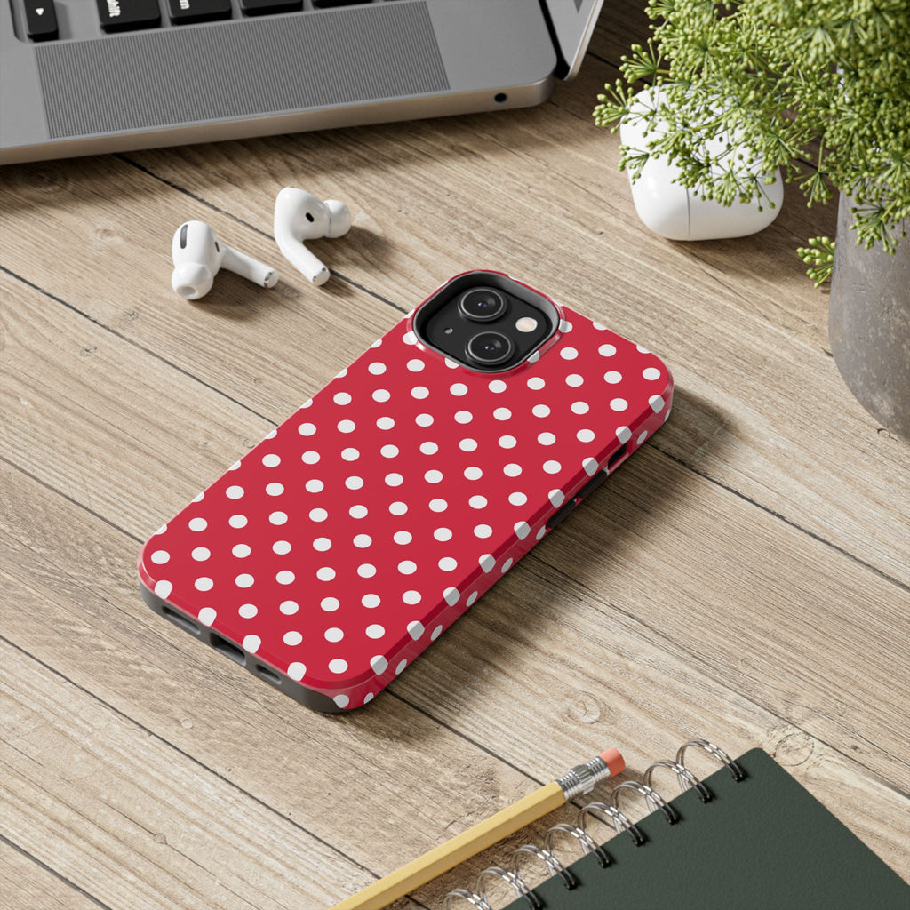 Red & White Polka Dot Tough Phone Cases