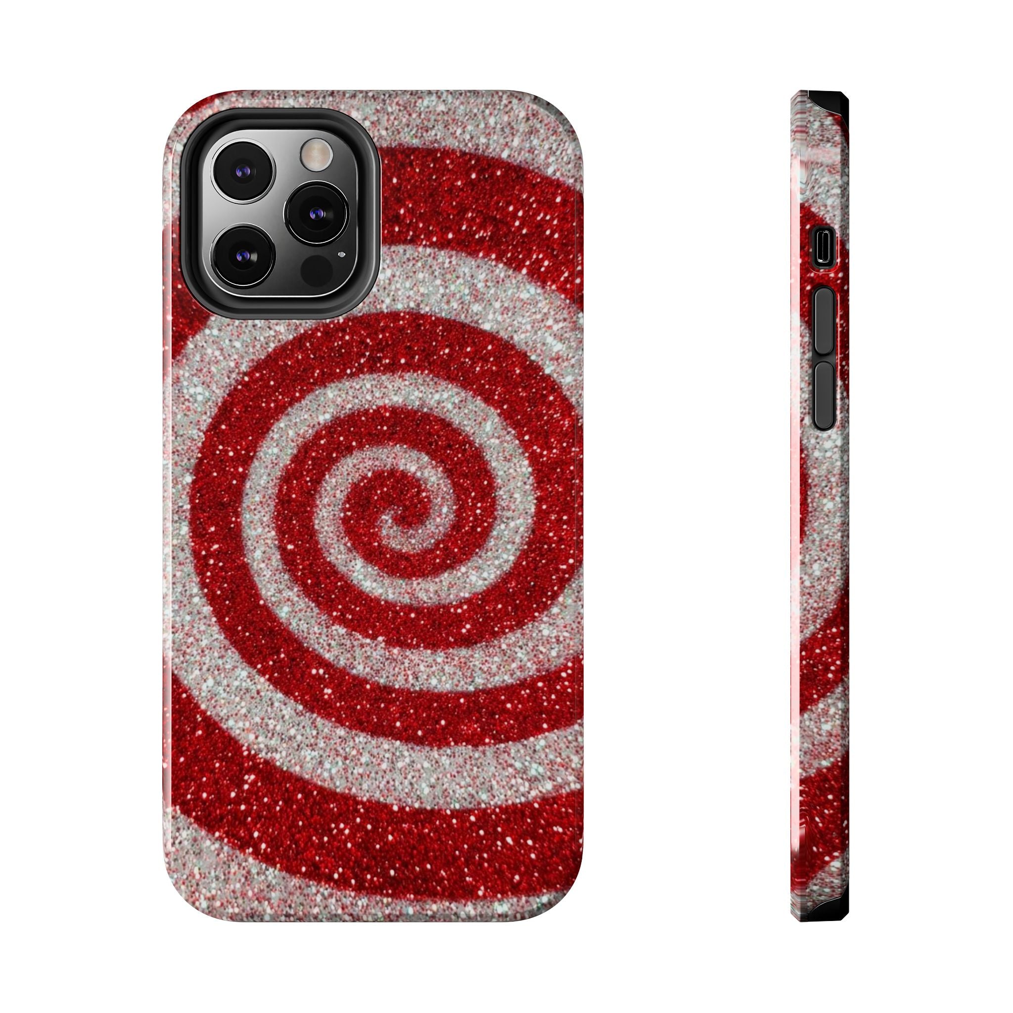 I’m Yours Red & White Swirl Glitter Tough Phone Case