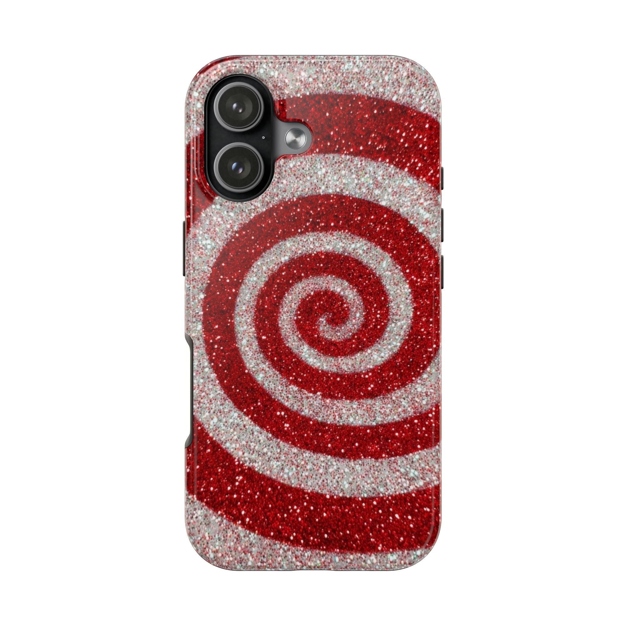 I’m Yours Red & White Swirl Glitter Tough Phone Case