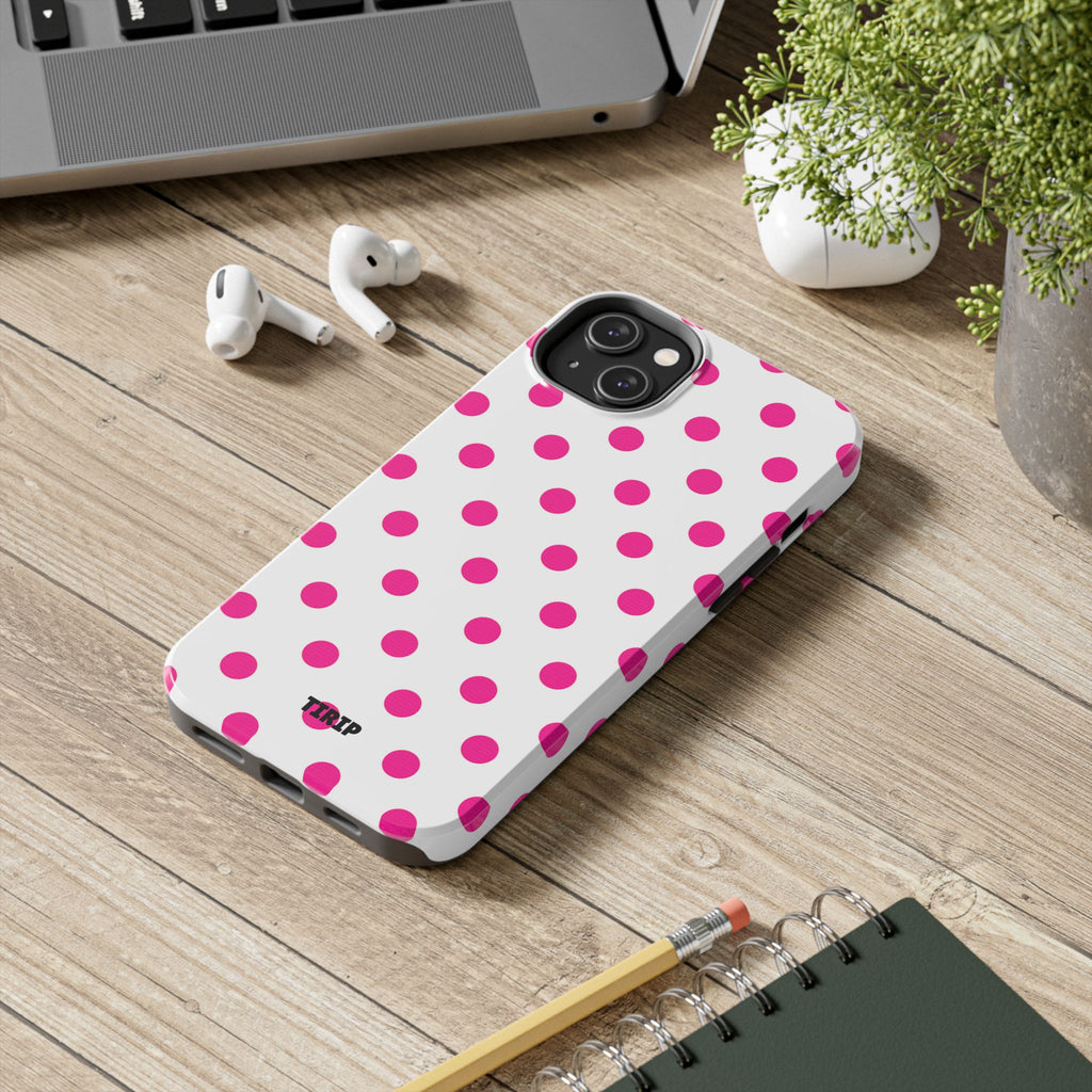 Pink & White Polka Dot Tough Phone Case