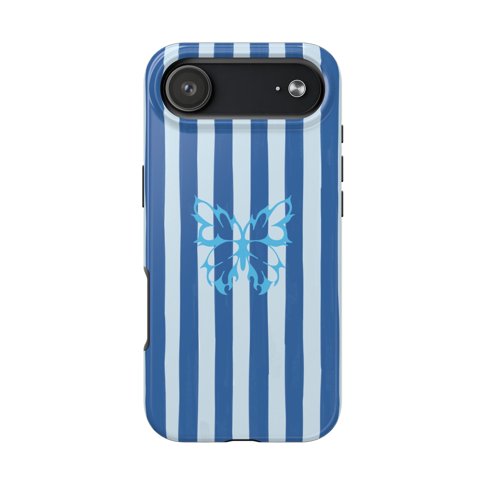 Blue Striped Butterfly Tough Phone Case