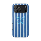 Blue Striped Butterfly Tough Phone Case