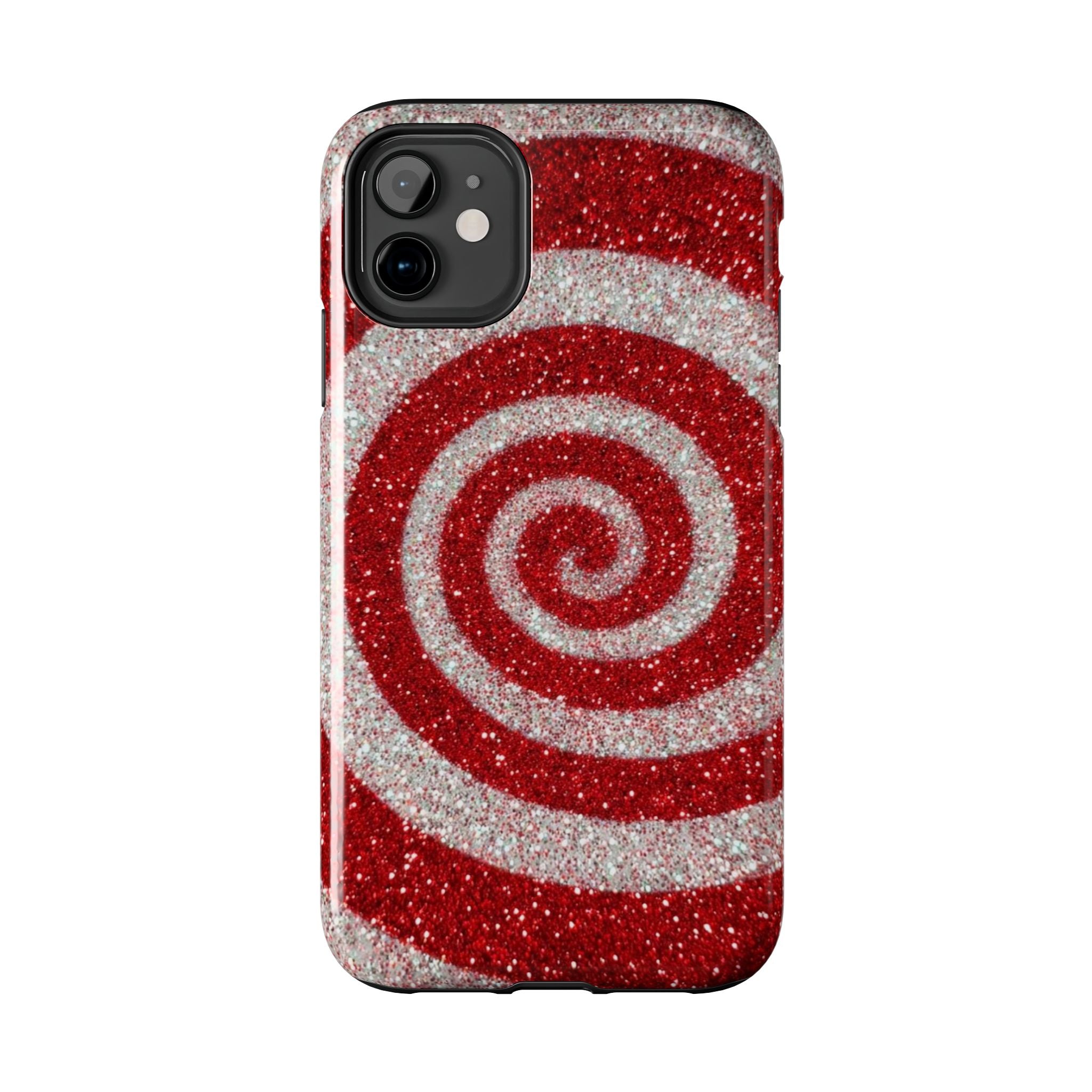 I’m Yours Red & White Swirl Glitter Tough Phone Case