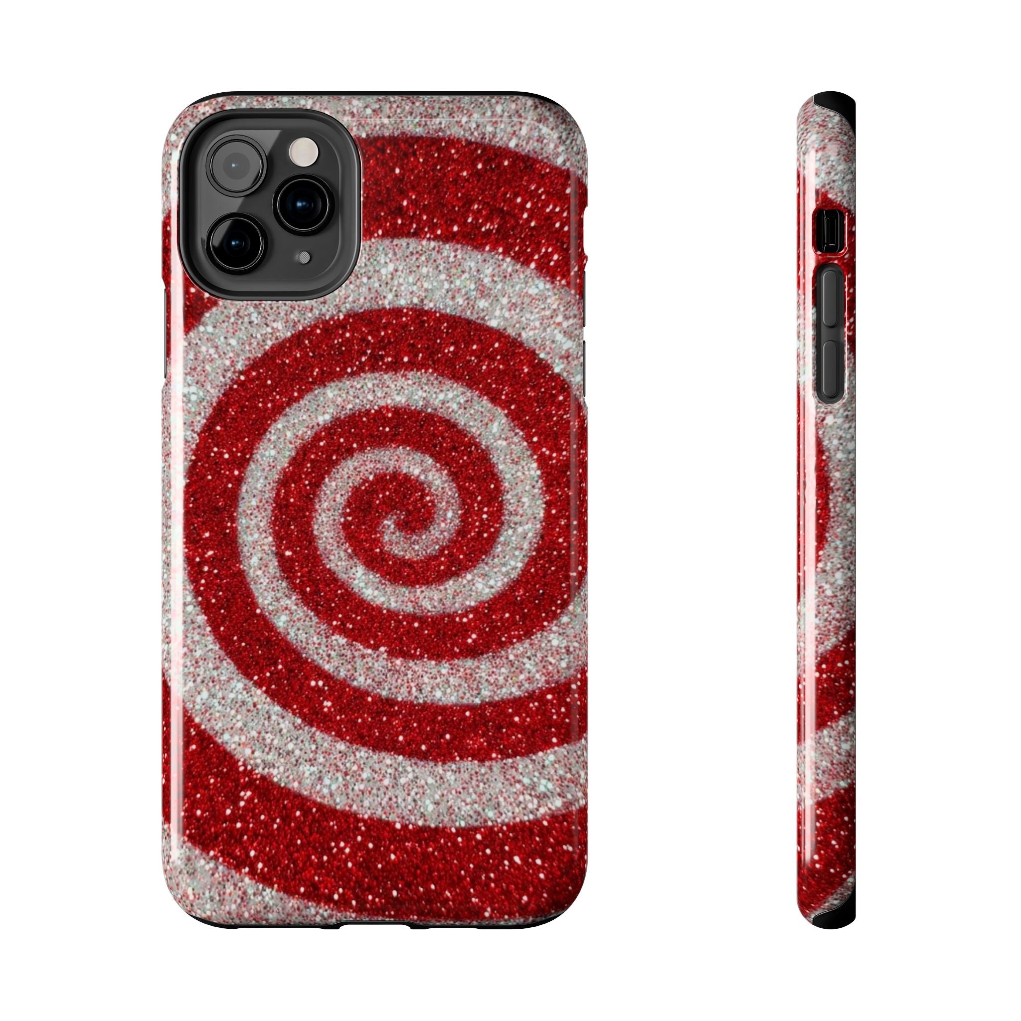 I’m Yours Red & White Swirl Glitter Tough Phone Case