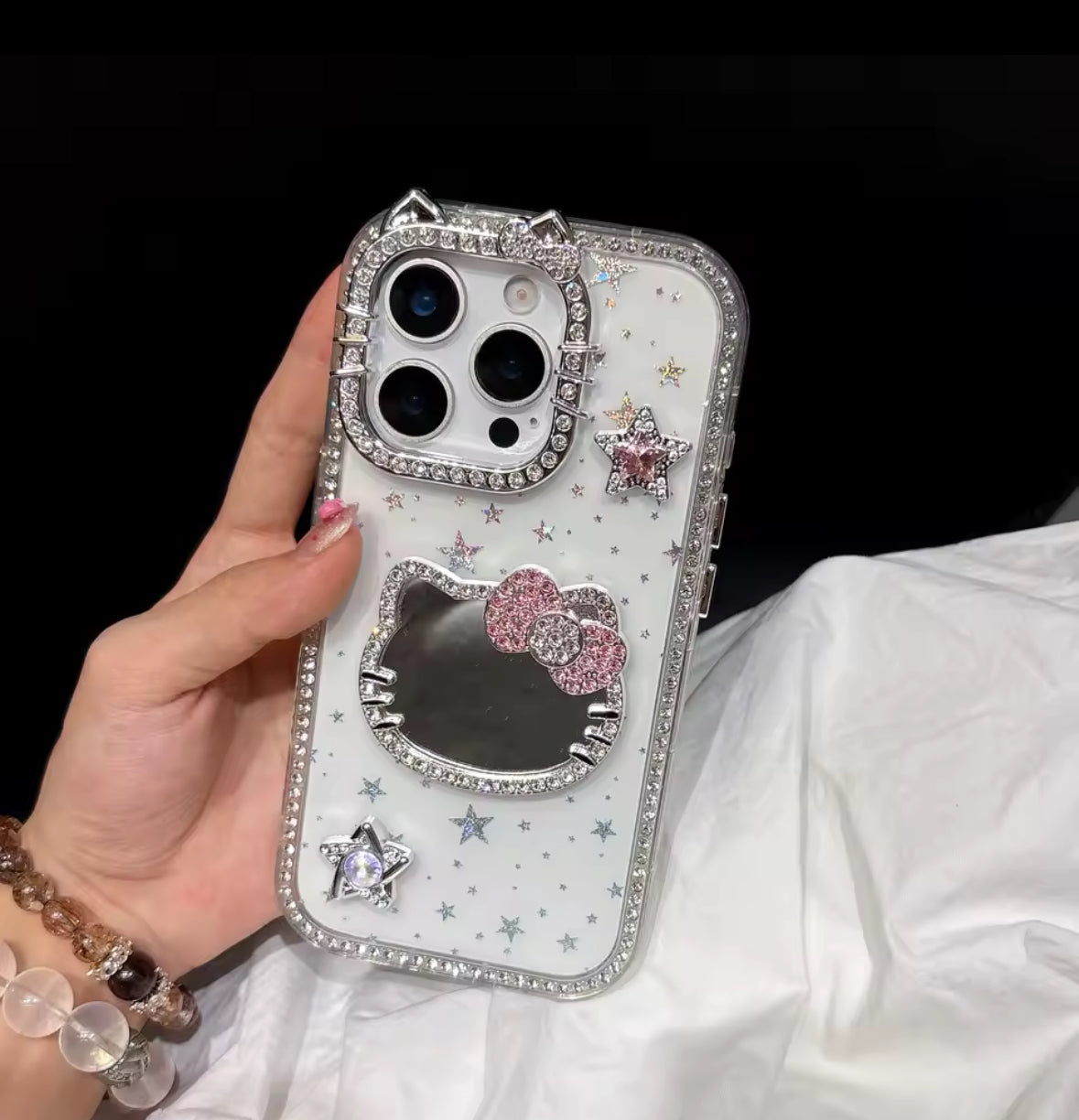 Kitty Mirror Bling 3D Stars Phone Case