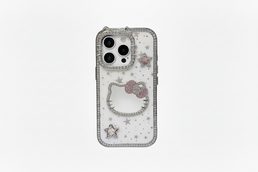 Kitty Mirror Bling 3D Stars Phone Case