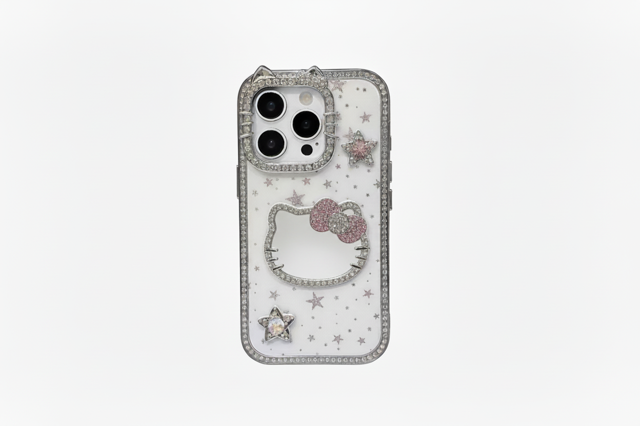 Kitty Mirror Bling 3D Stars Phone Case