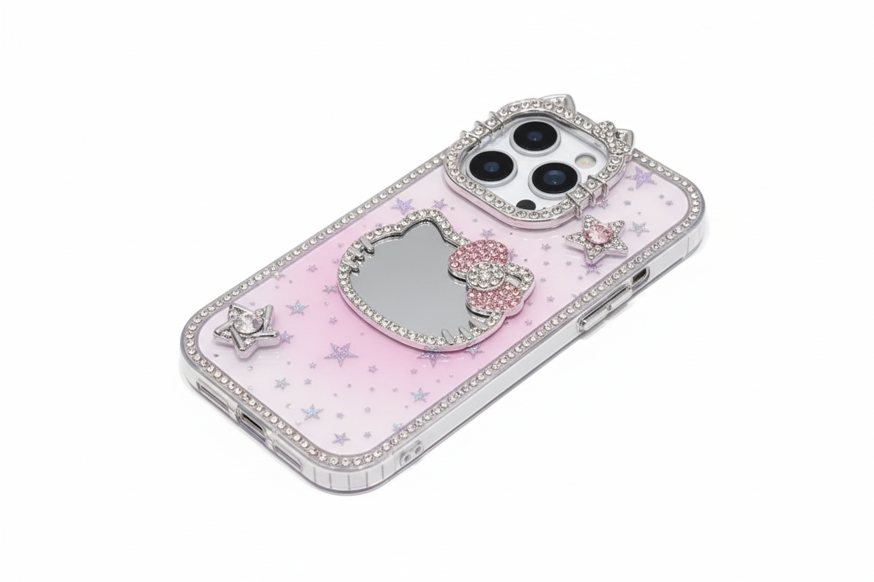 Kitty Mirror Bling 3D Stars Phone Case