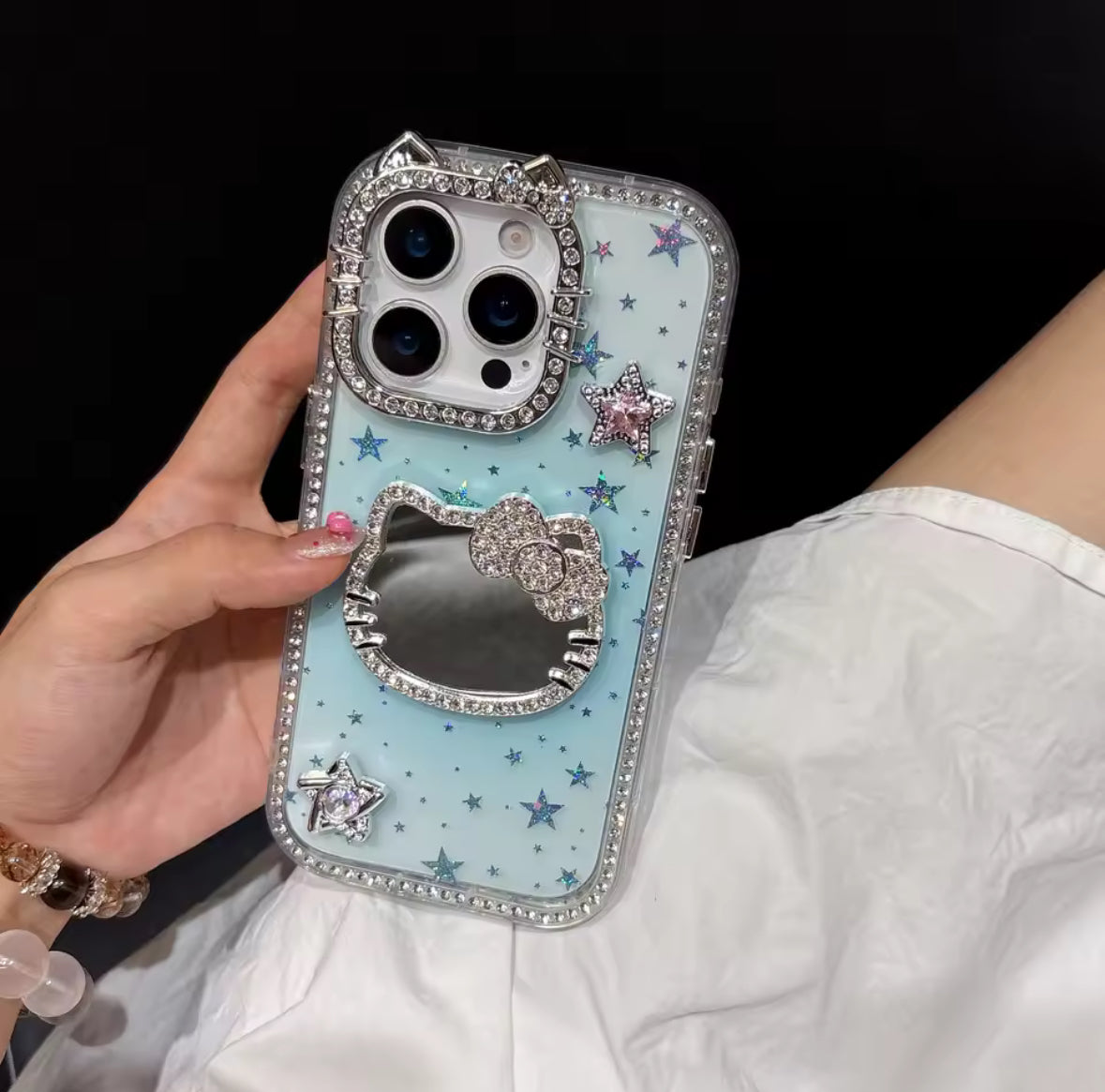 Kitty Mirror Bling 3D Stars Phone Case