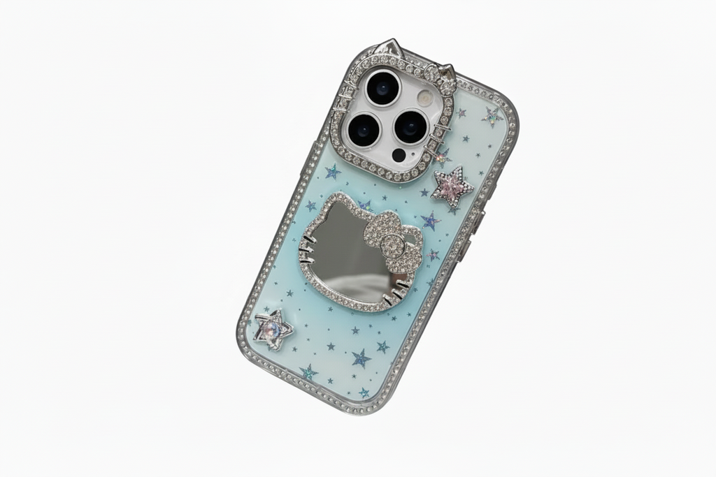 Kitty Mirror Bling 3D Stars Phone Case