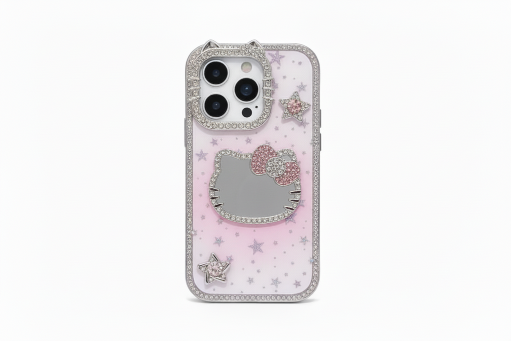 Kitty Mirror Bling 3D Stars Phone Case