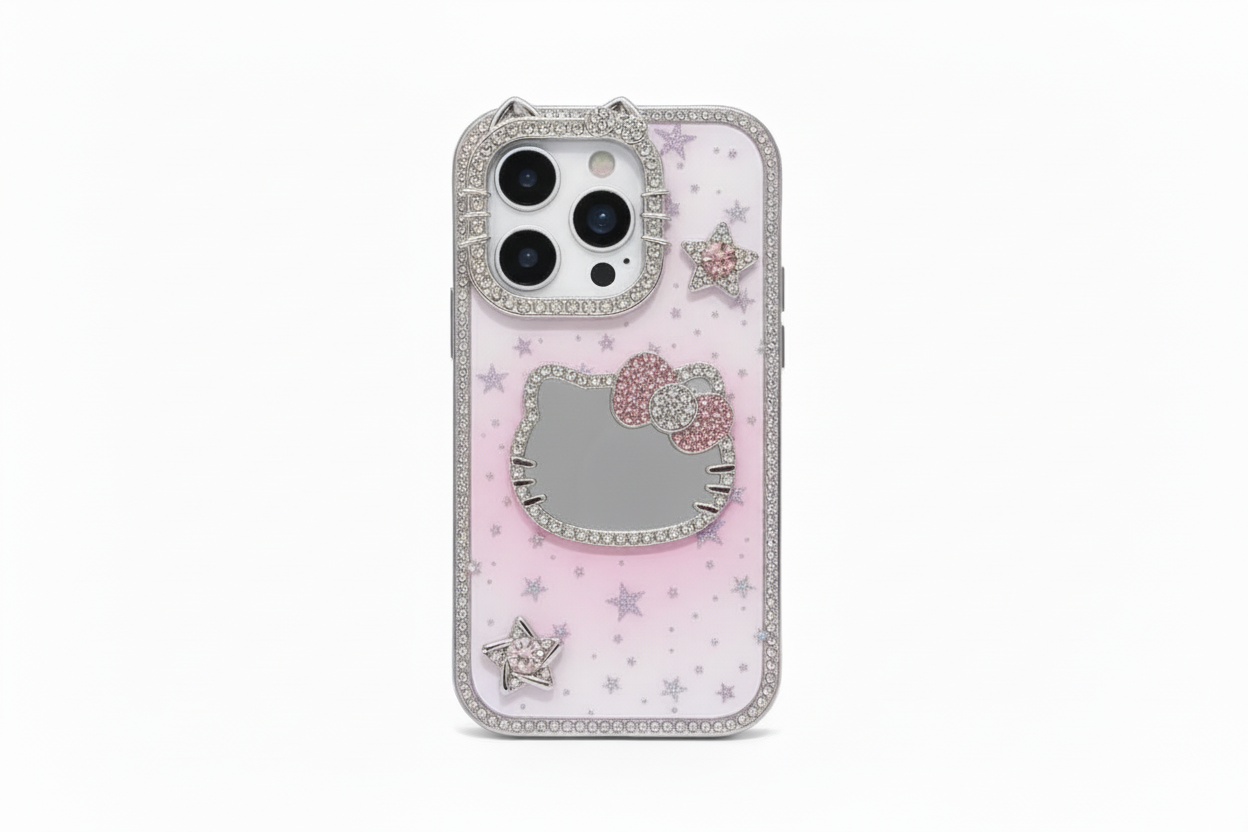 Kitty Mirror Bling 3D Stars Phone Case