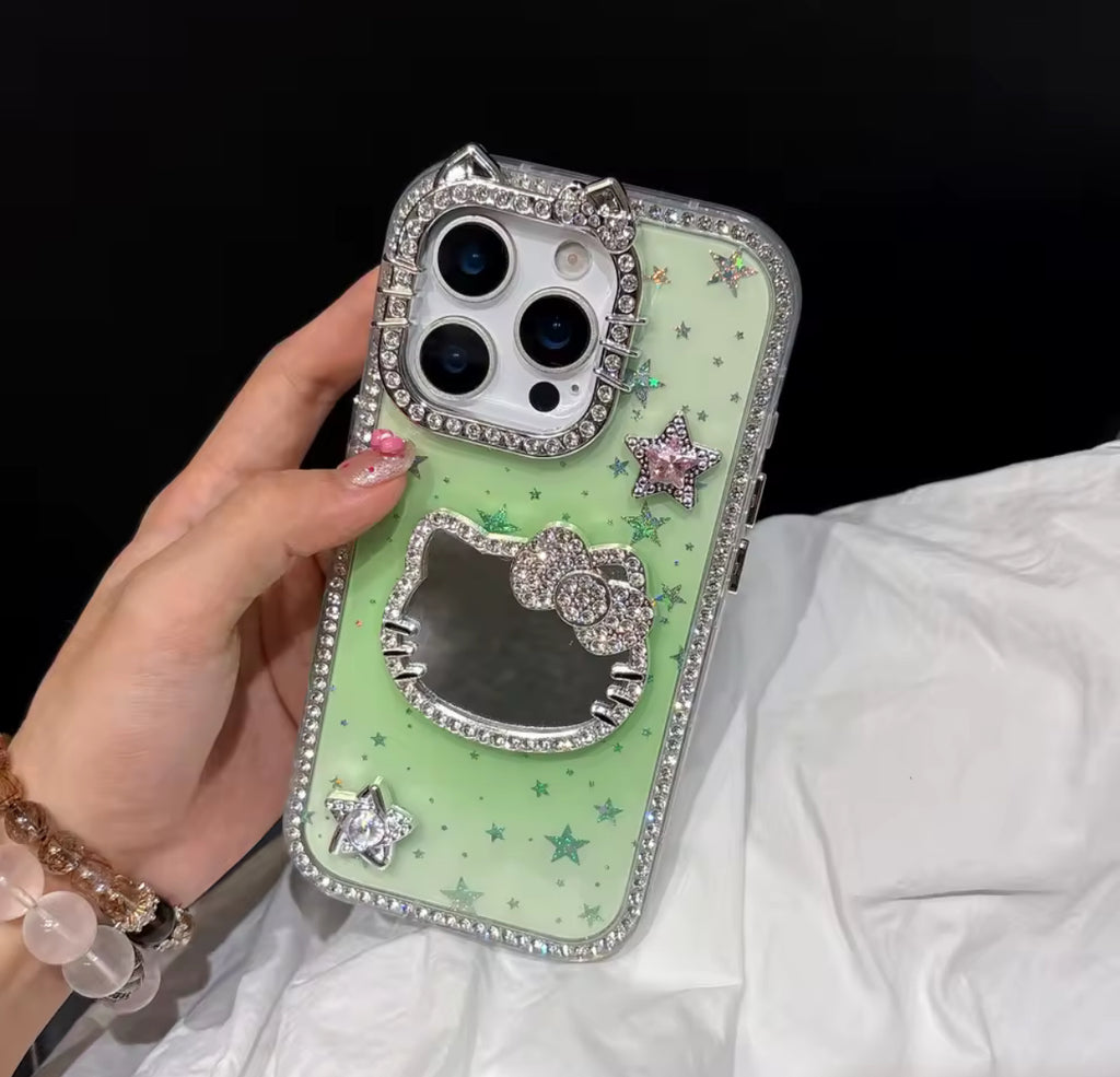 Kitty Mirror Bling 3D Stars Phone Case