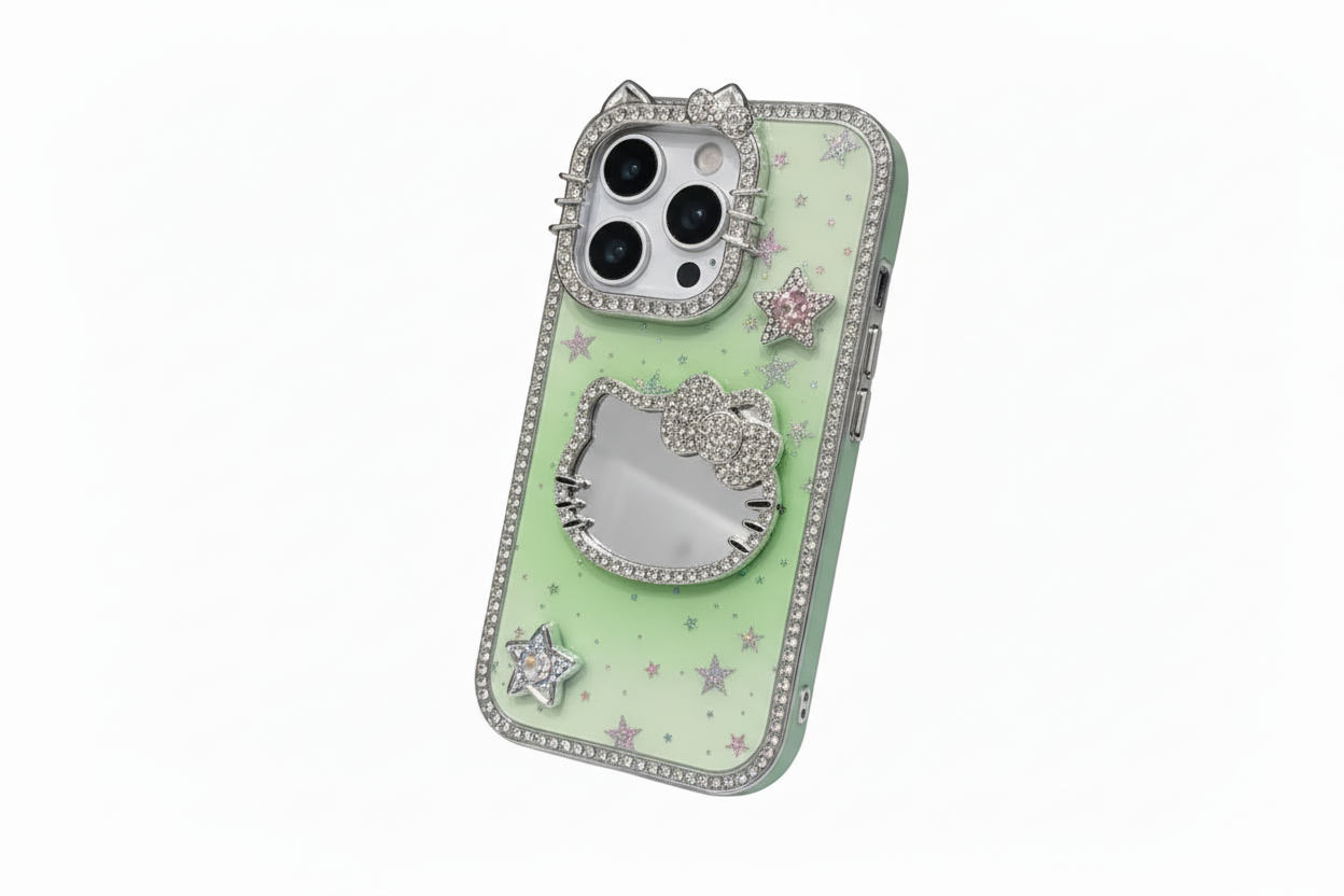 Kitty Mirror Bling 3D Stars Phone Case